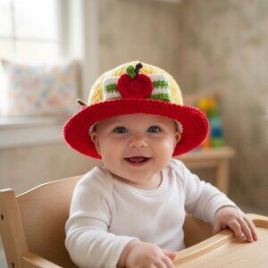 Strawberry Shortcake Friends Apple Dumplin' Crochet Bucket Hats 6-12M New